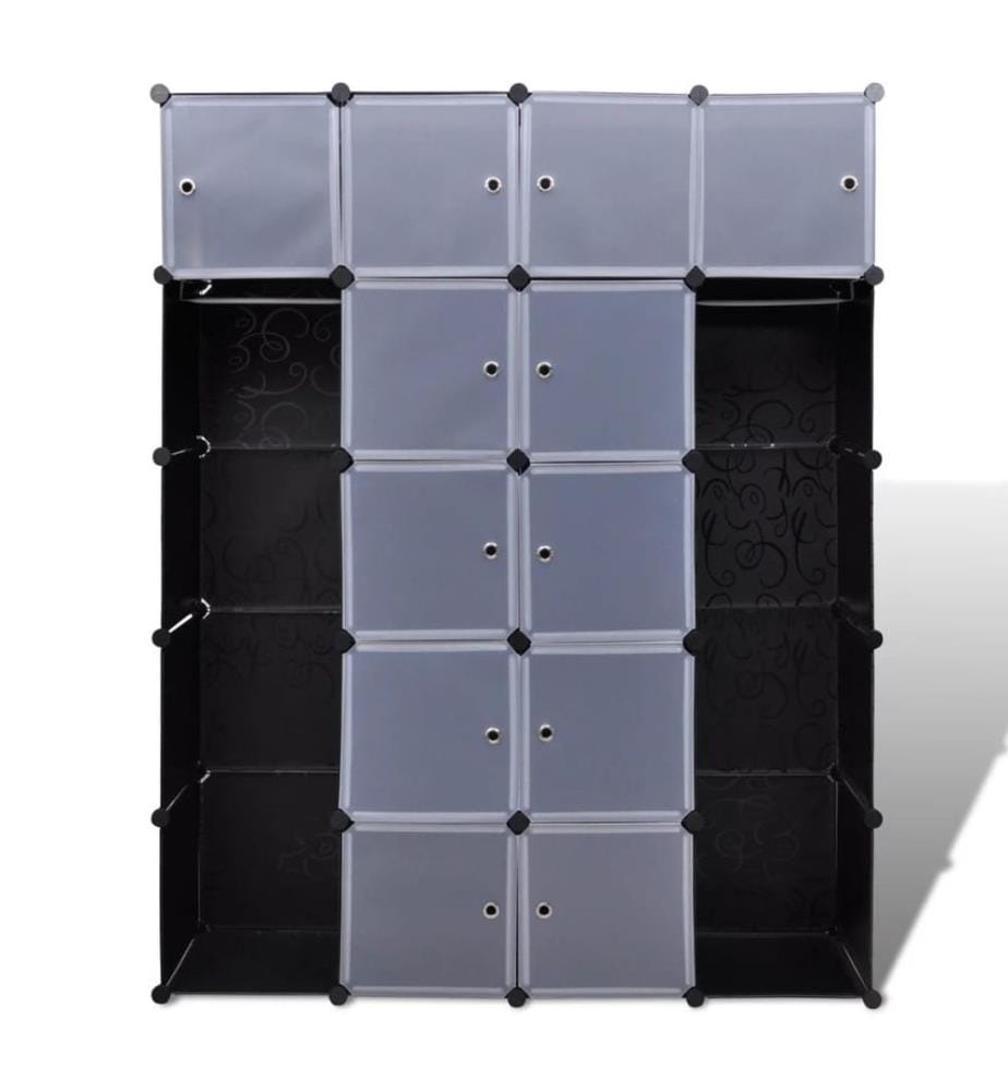 Modularer Schrank mit 14 Fächern schwarz/weiss 37x146x180,5cm