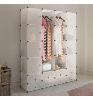 Modularer Schrank mit 18 Fächern weiss 37 x 146 x 180,5 cm