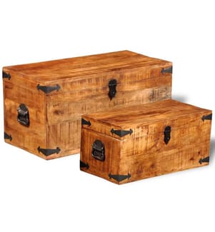 Coffre de rangement 2 pcs Bois massif de manguier