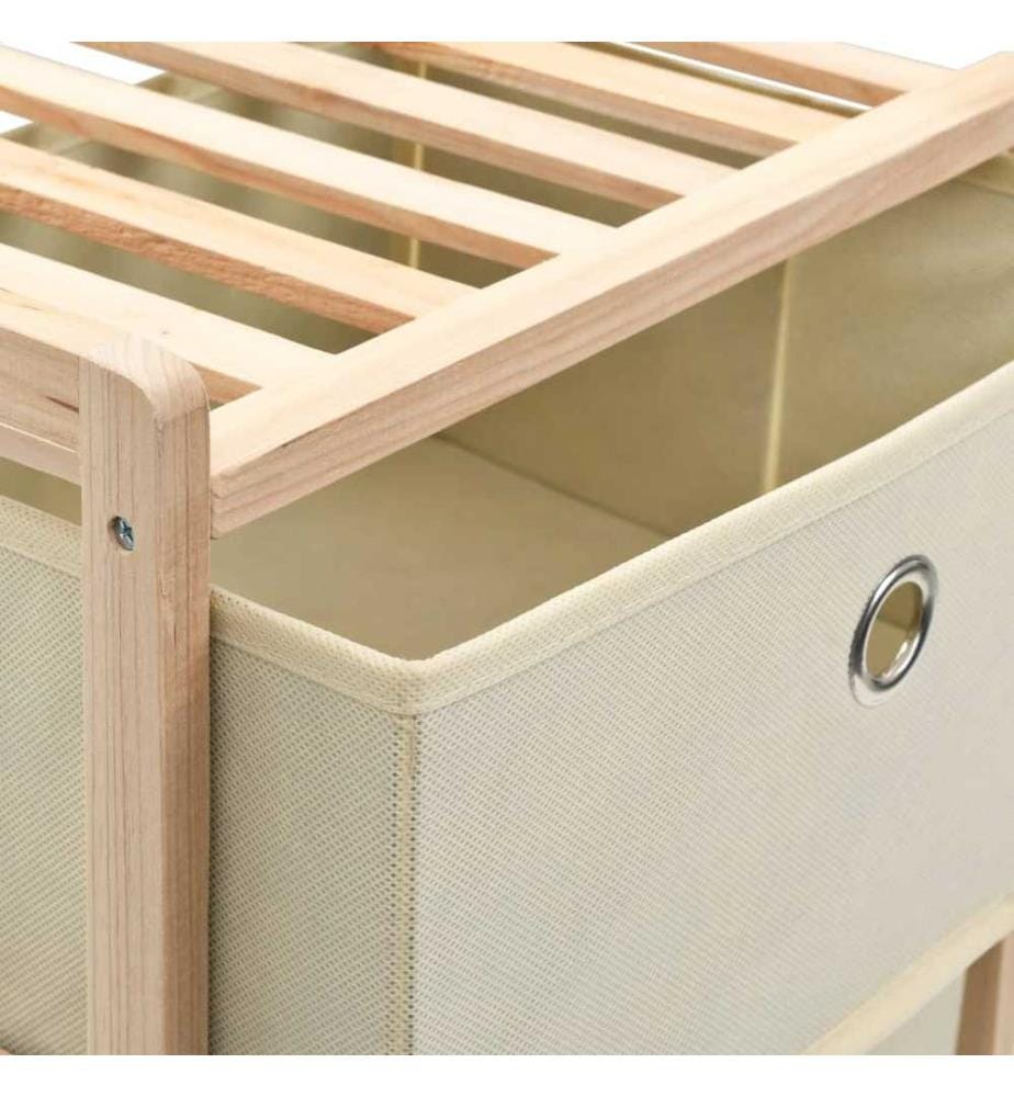 Korb-Kommode mit 5 Stoffkörben Zedernholz Beige