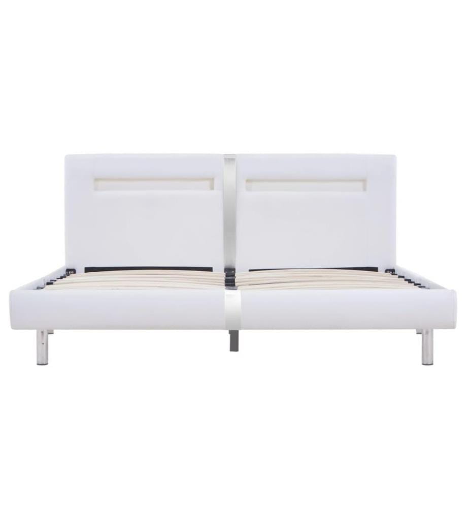 Cadre de lit avec LED Blanc Similicuir 180 x 200 cm