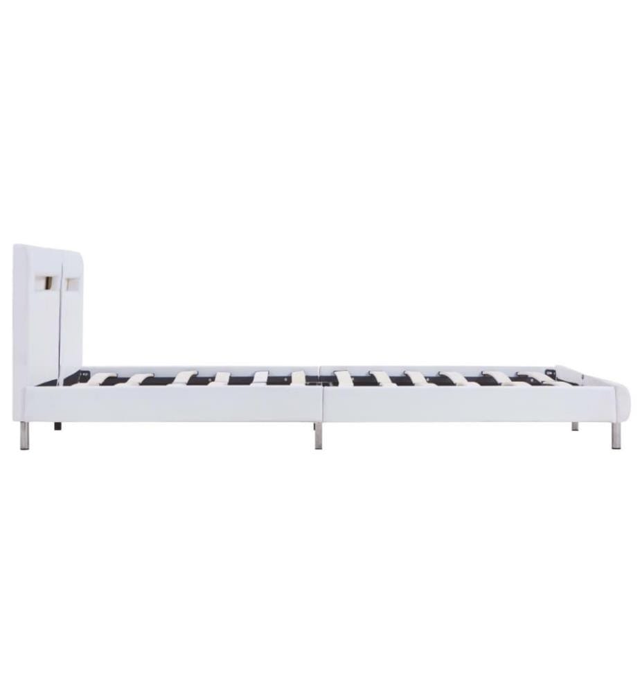 Cadre de lit avec LED Blanc Similicuir 180 x 200 cm