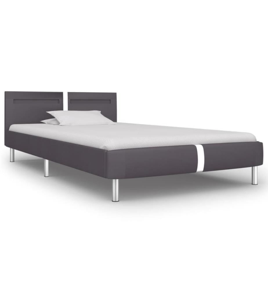 Bettgestell mit LED Grau Kunstleder 90x200 cm
