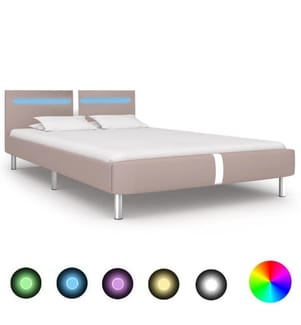 Cadre de lit avec LED Cappuccino Similicuir 120 x 200 cm