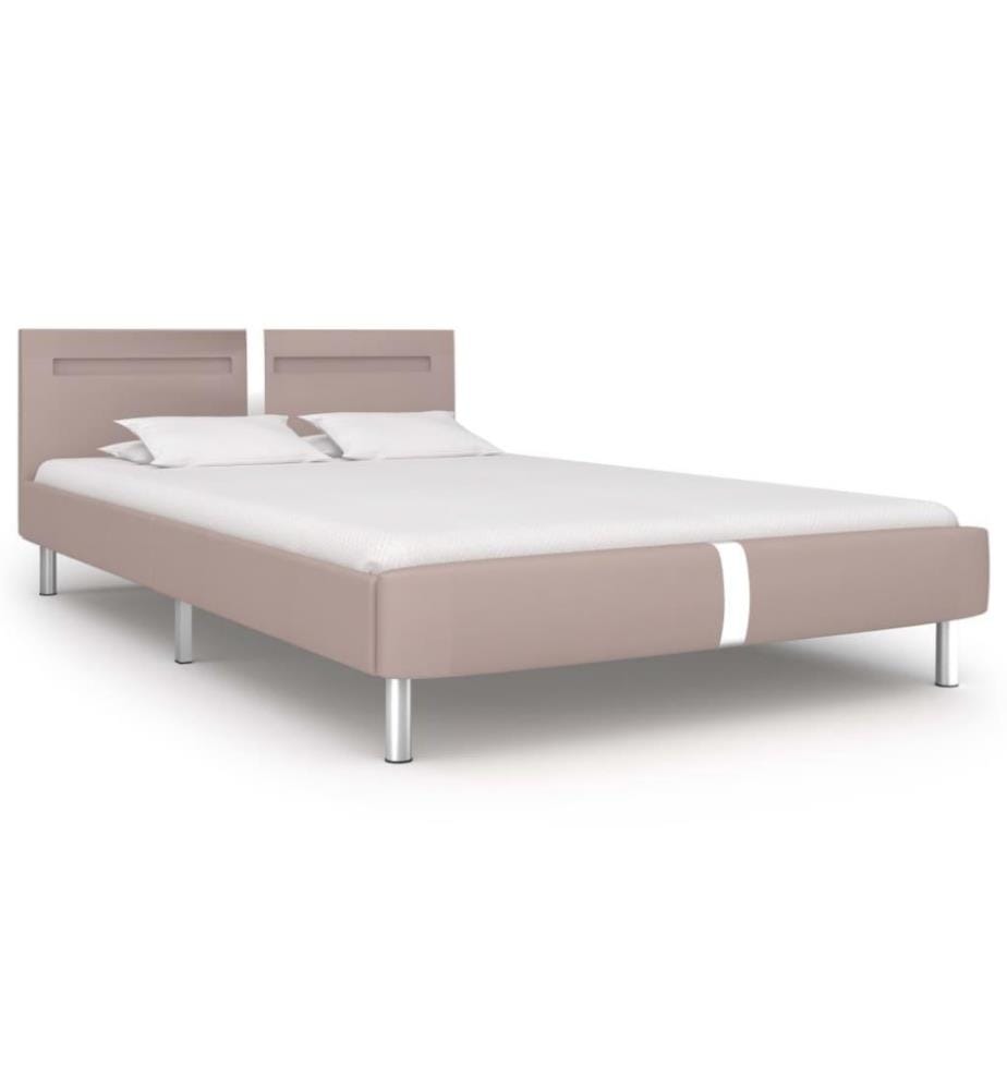 Cadre de lit avec LED Cappuccino Similicuir 120 x 200 cm