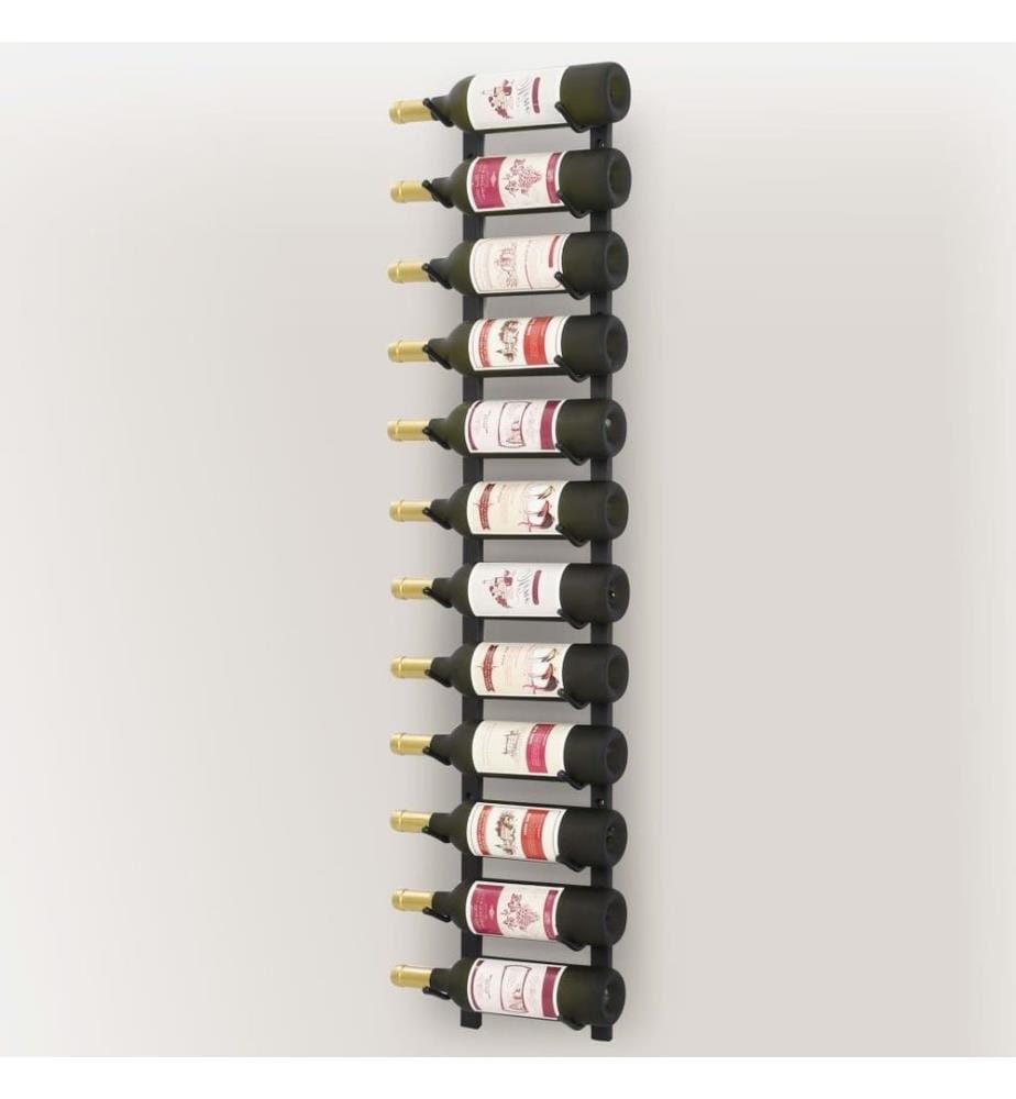 Wand-Weinregal für 12 Flaschen Schwarz Eisen