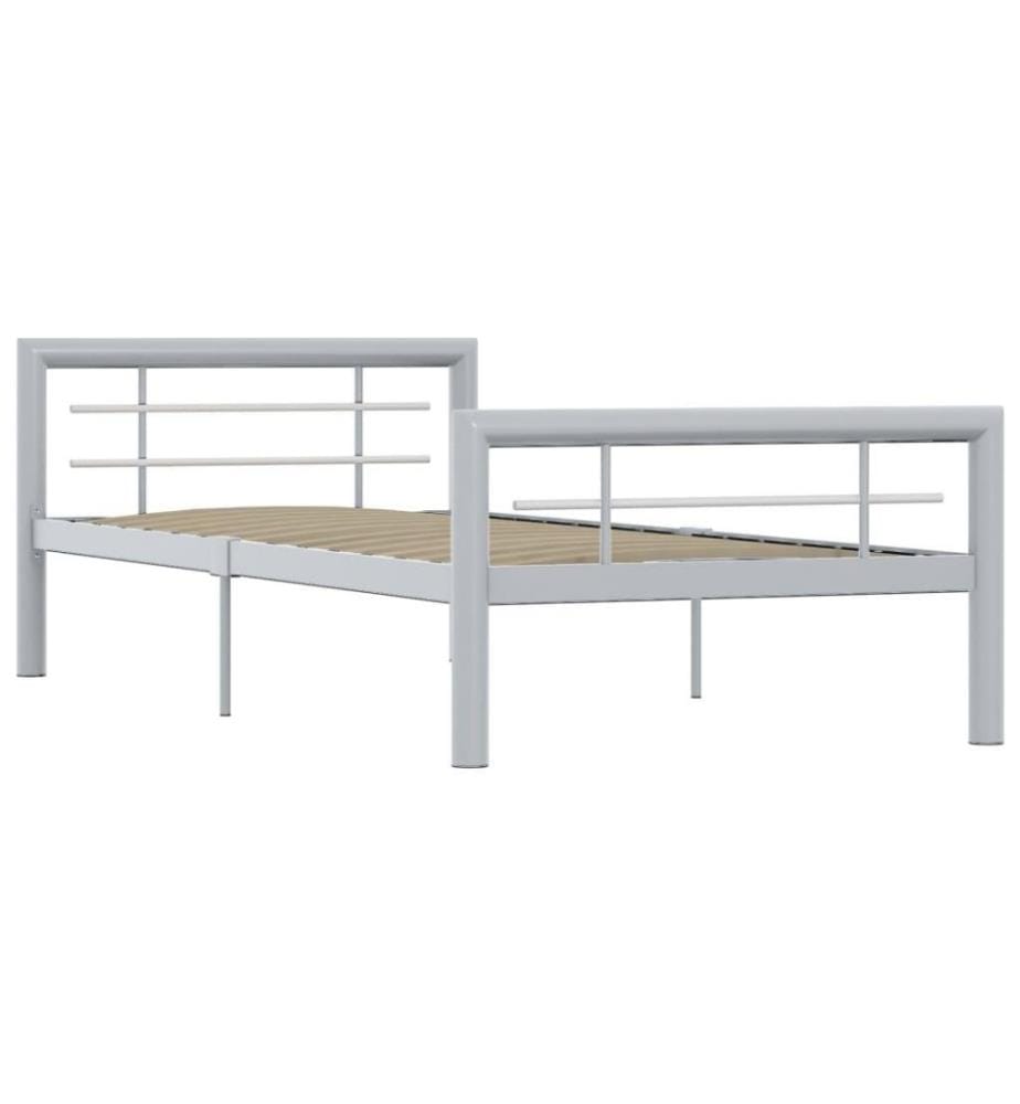 Bettgestell Grau und Weiss Metall 90×200 cm