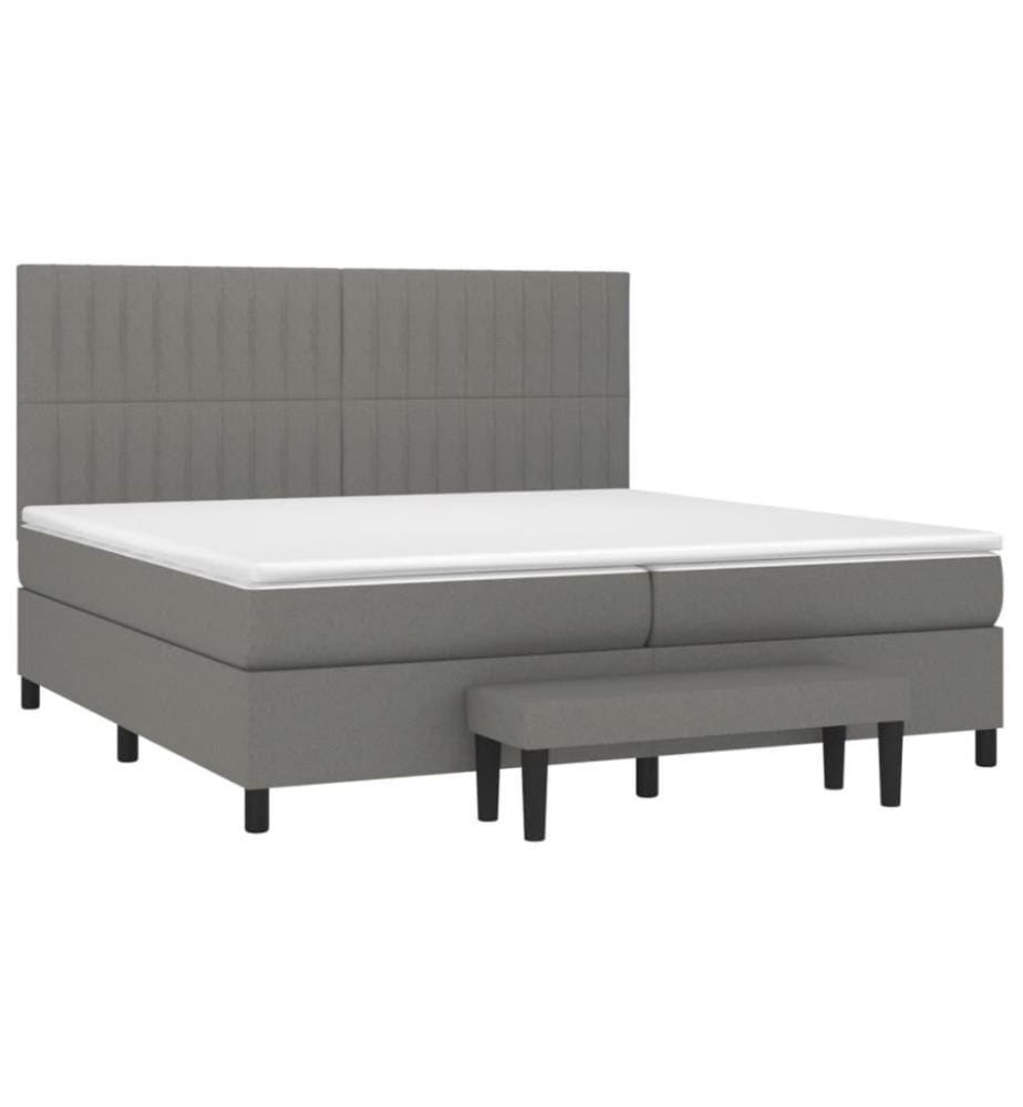 Lit à sommier tapissier avec matelas Gris foncé 200x200cm Tissu