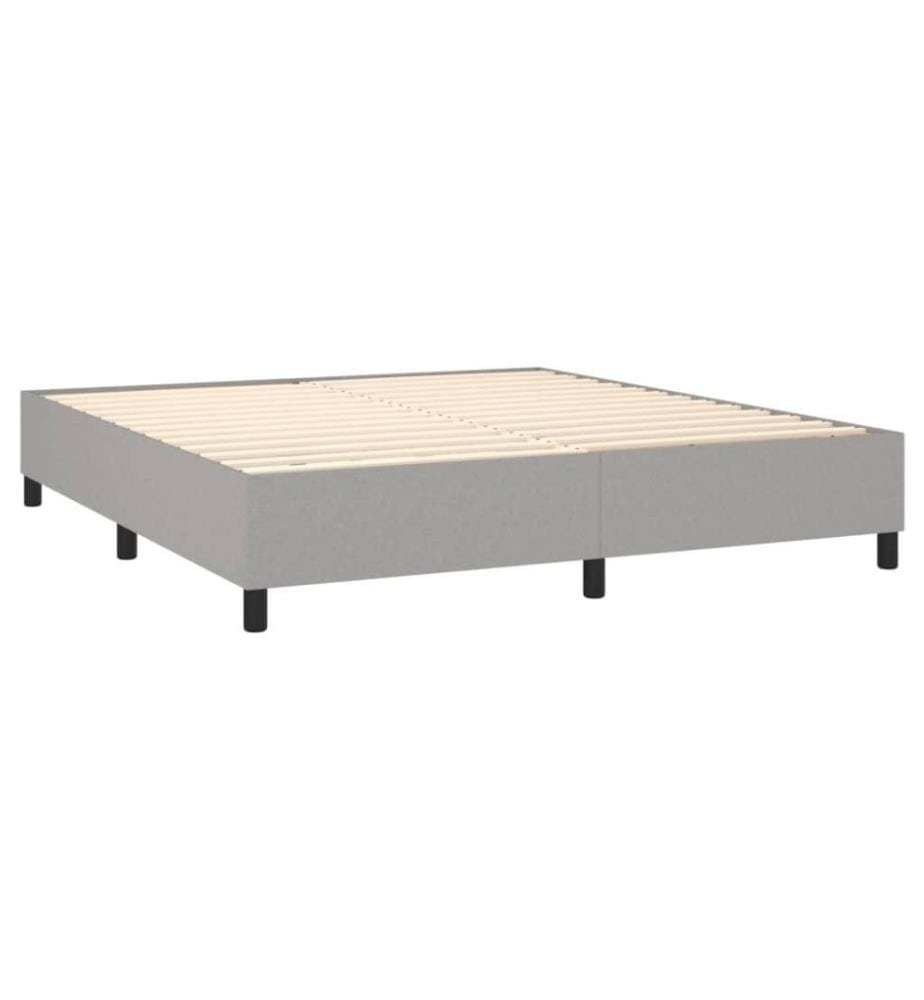Boxspringbett mit Matratze & LED Hellgrau 160x200 cm Stoff