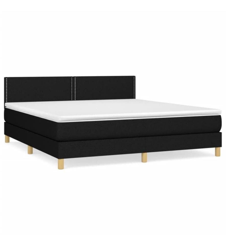 Lit à sommier tapissier avec matelas Noir 180x200 cm Tissu