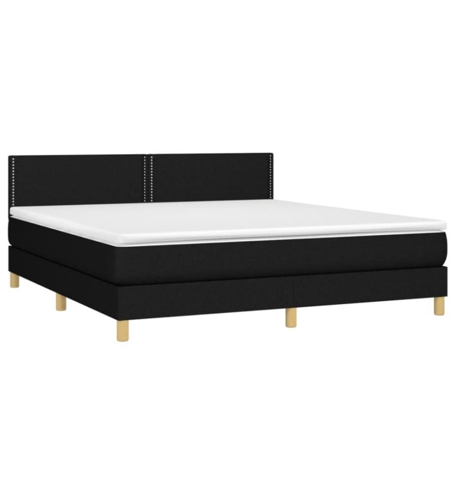 Lit à sommier tapissier avec matelas Noir 180x200 cm Tissu