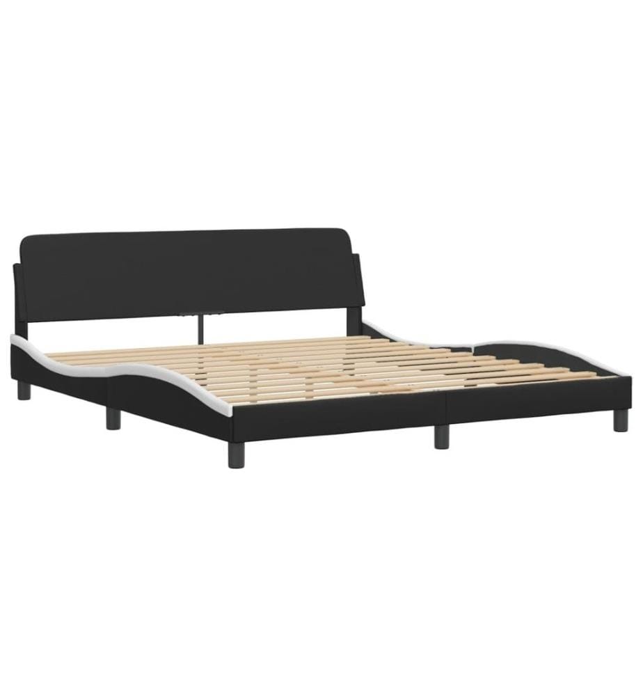 Bett mit Matratze Schwarz und Weiss 180x200 cm Kunstleder