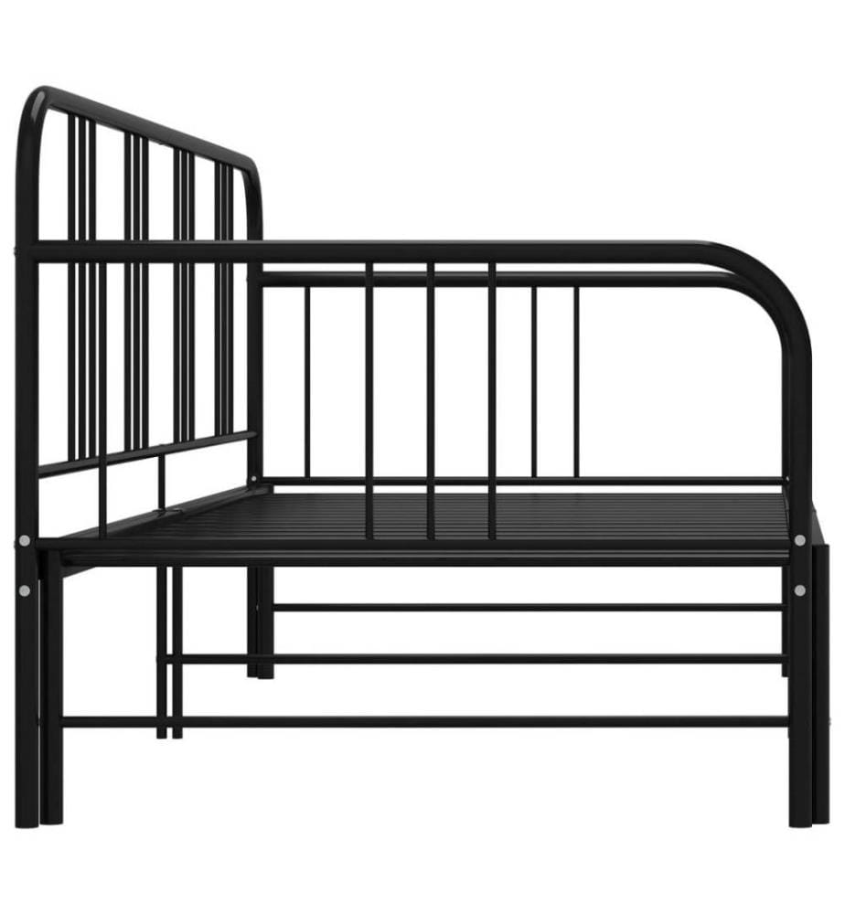 Ausziehsofa Bettgestell Schwarz Metall 90x200 cm