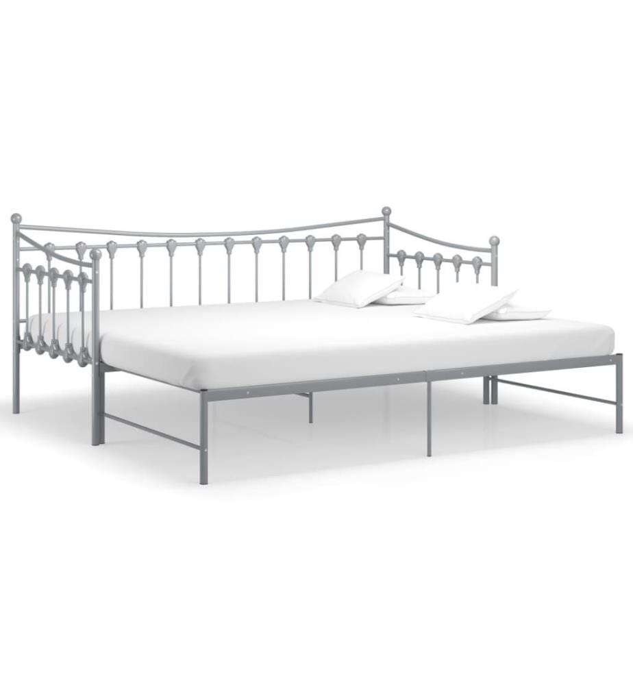 Cadre de canapé-lit extensible Gris Métal 90x200 cm