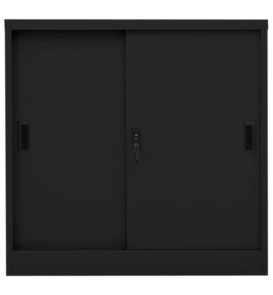 Armoire de bureau avec porte coulissante Noir 90x40x90 cm Acier