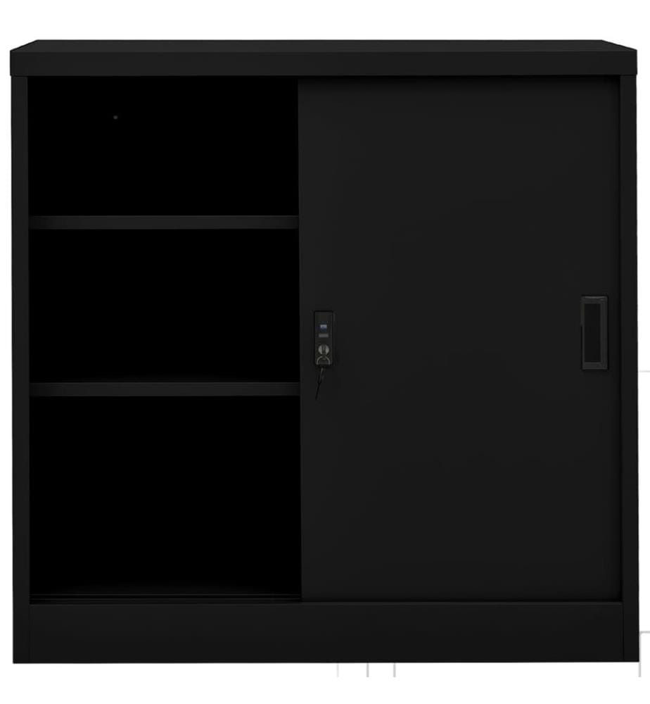 Armoire de bureau avec porte coulissante Noir 90x40x90 cm Acier
