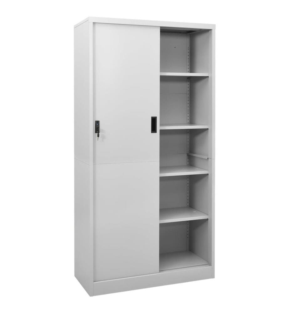 Armoire à bureau porte coulissante Gris clair 90x40x180cm Acier