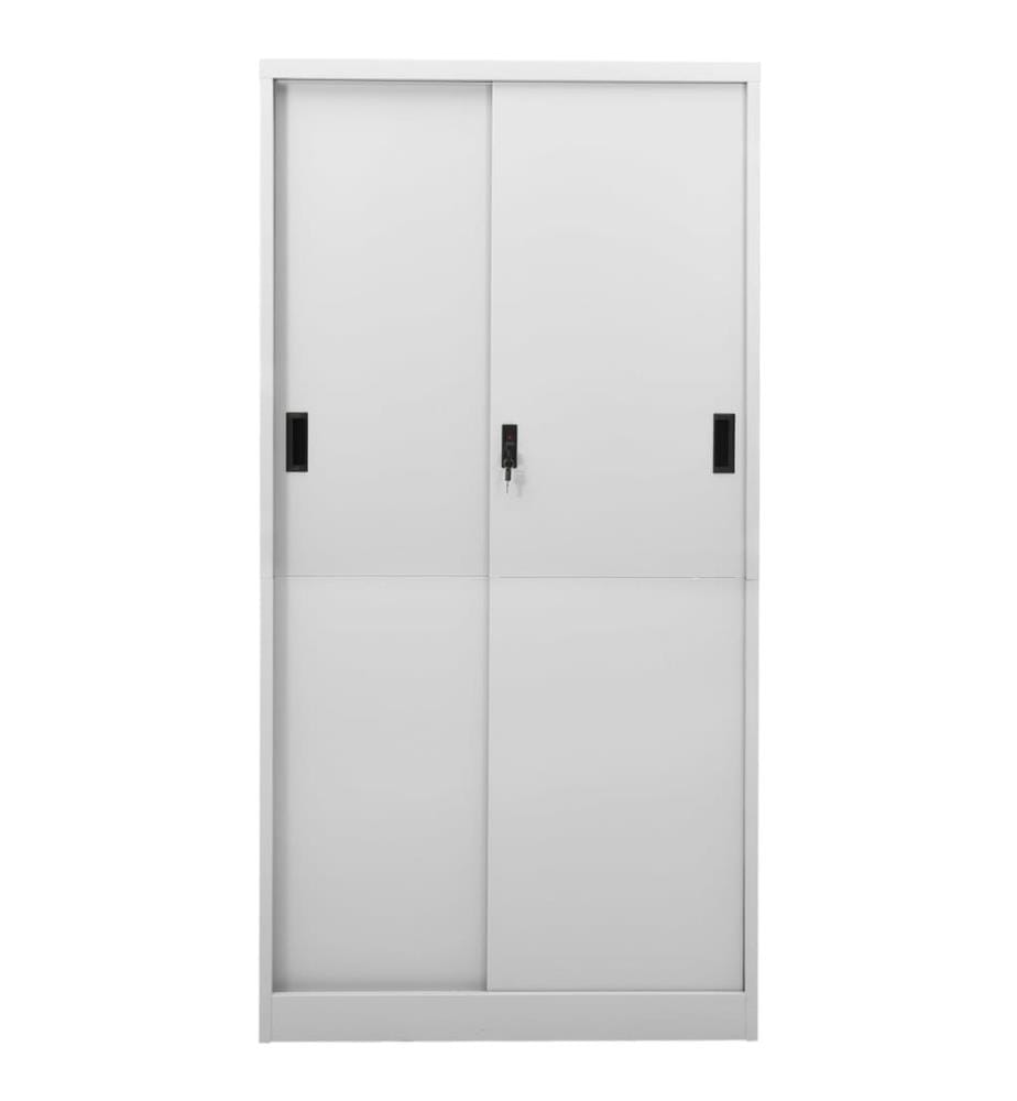 Armoire à bureau porte coulissante Gris clair 90x40x180cm Acier