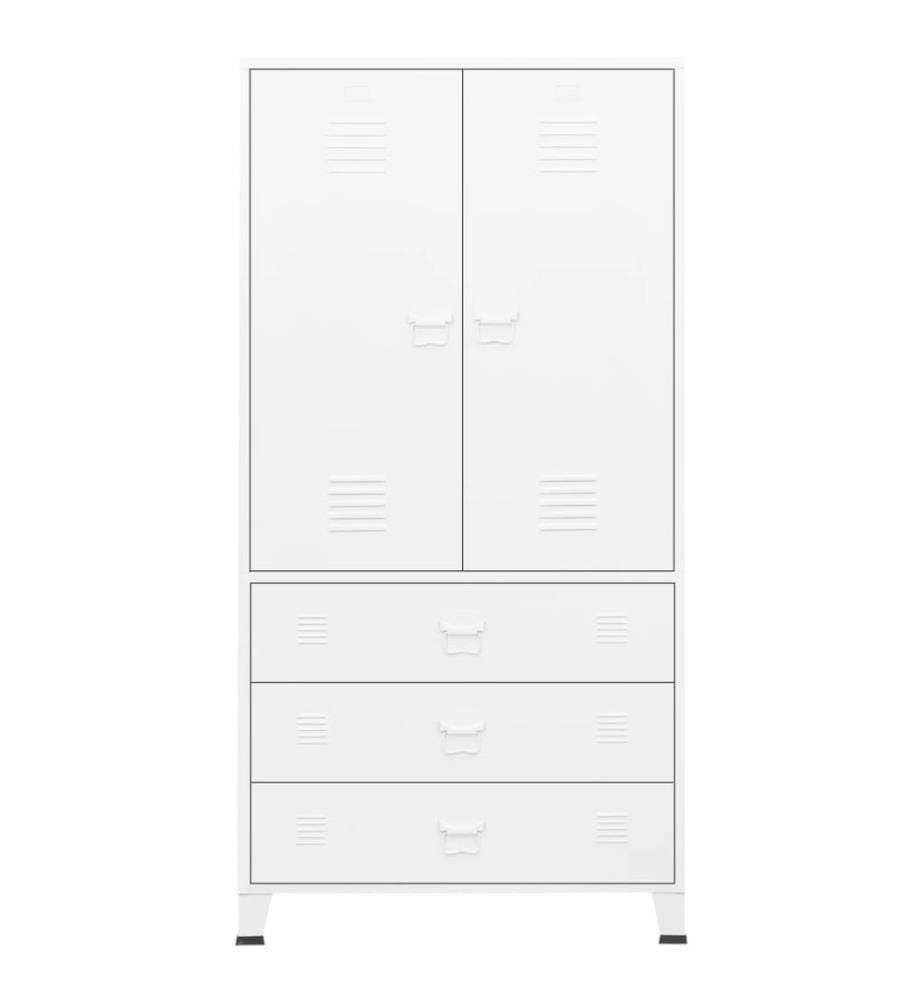 Industrial Kleiderschrank Weiss 90x50x180 cm Metall