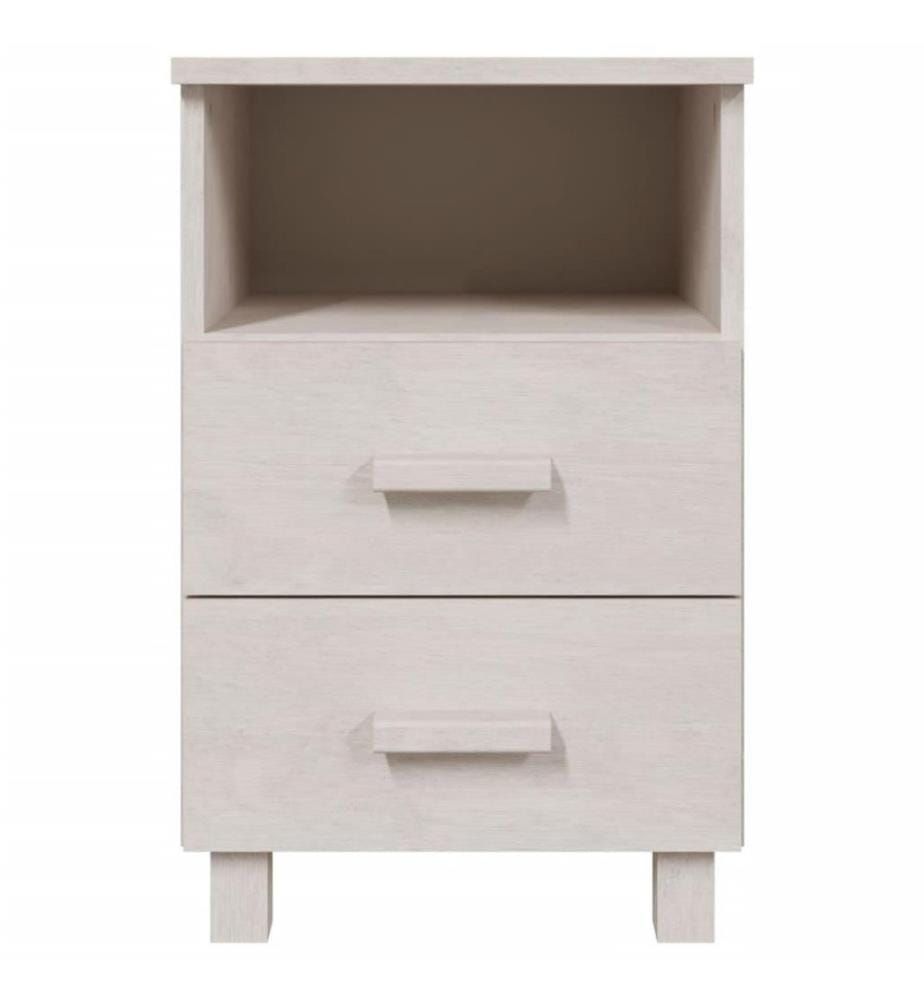 Nachttische 2 Stk. Weiss 40x35x62 cm Massivholz Kiefer