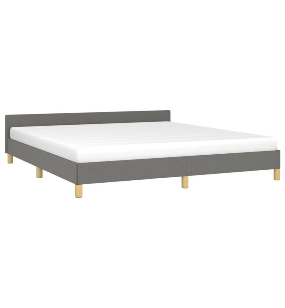 Bettgestell mit Kopfteil Dunkelgrau 160x200 cm Stoff