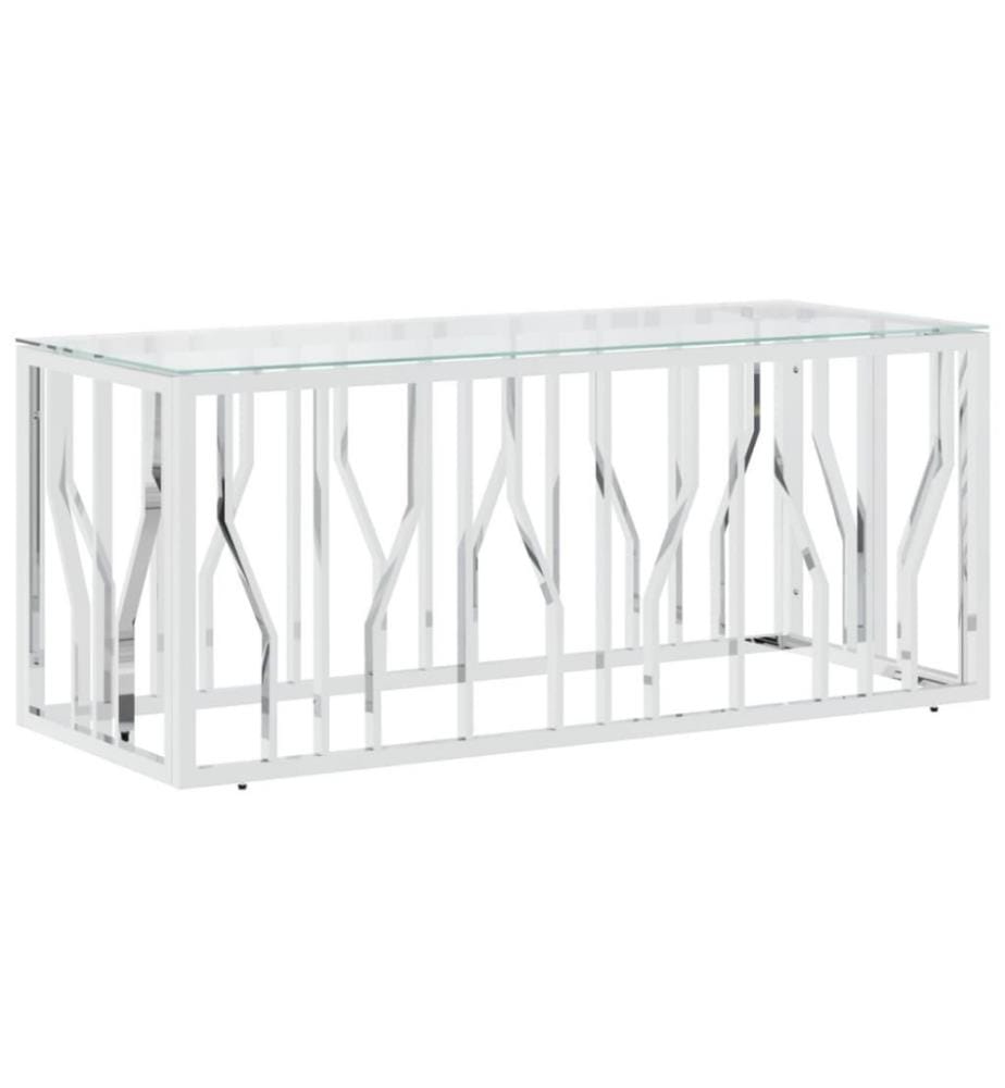Table basse 110x45x45 cm acier inoxydable et verre