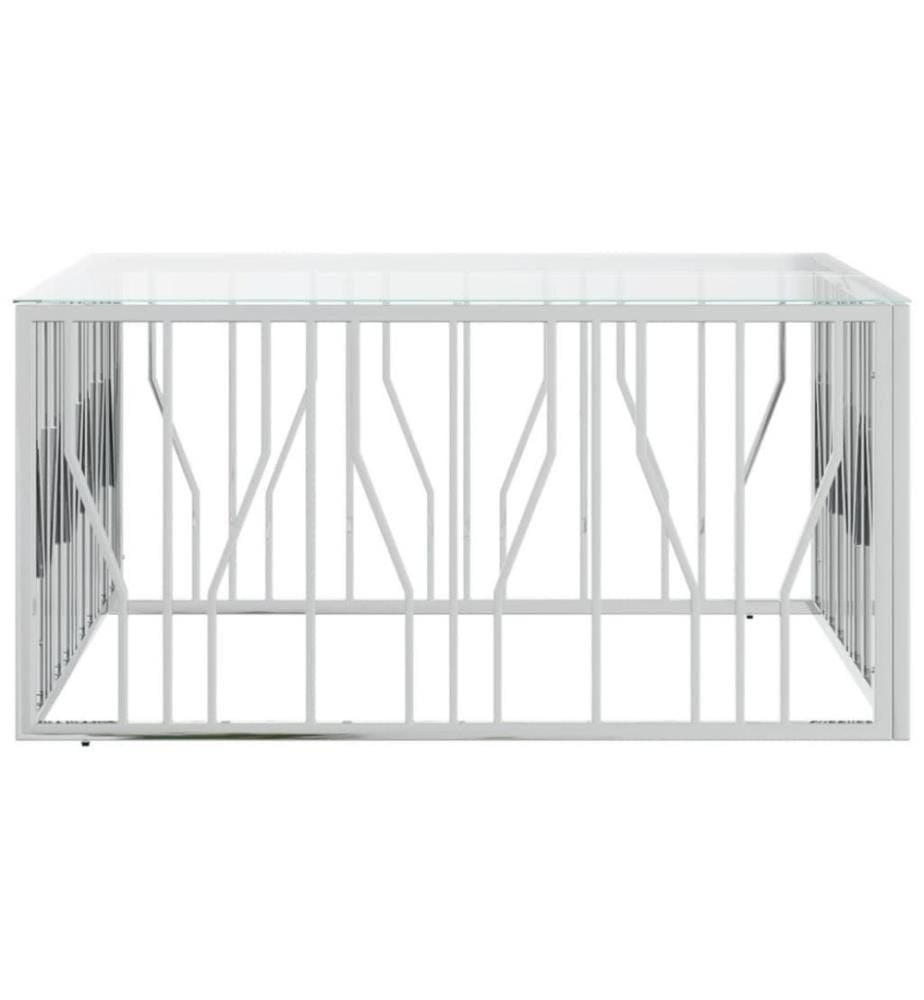 Couchtisch 100x100x50 cm Edelstahl und Glas
