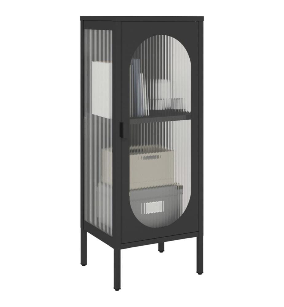 Sideboard Schwarz 40x35x105 cm Glas und Stahl