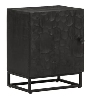 Table de chevet noir 40x30x50 cm bois massif manguier et fer