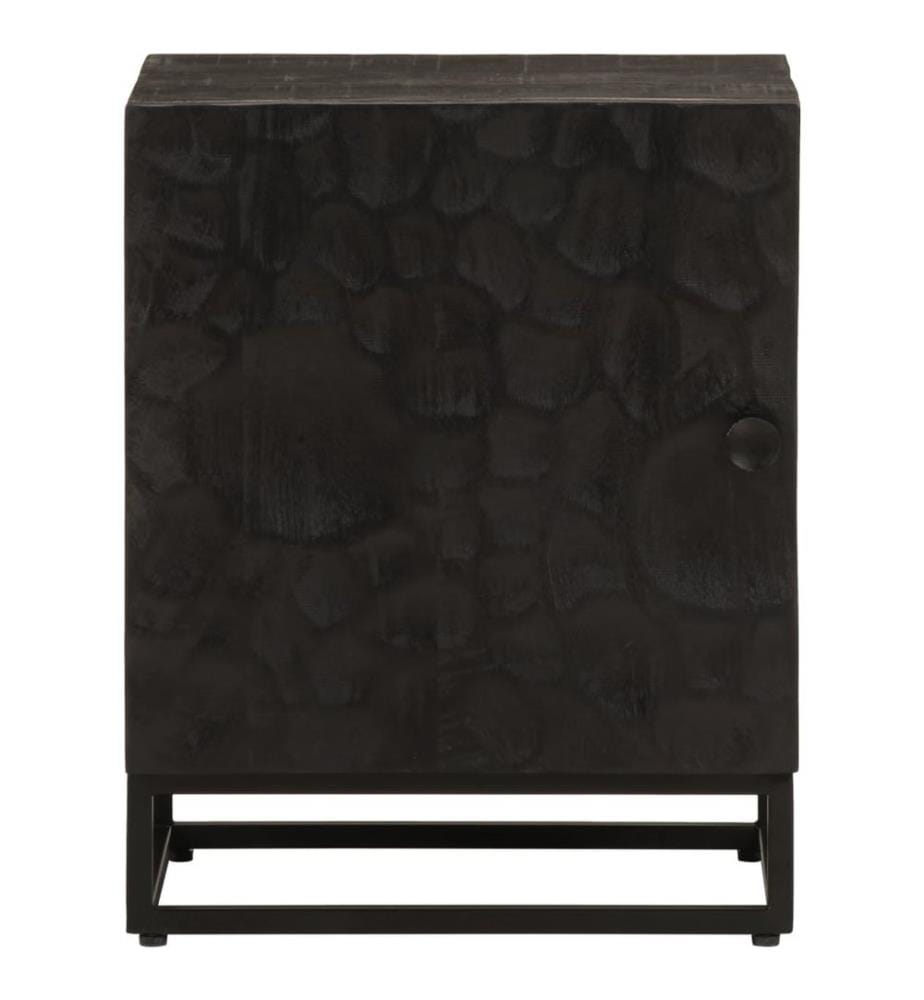 Table de chevet noir 40x30x50 cm bois massif manguier et fer