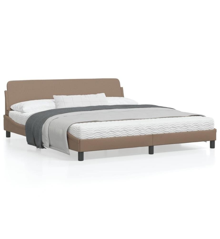 Bettgestell mit Kopfteil Cappuccino-Braun 180x200 cm Kunstleder