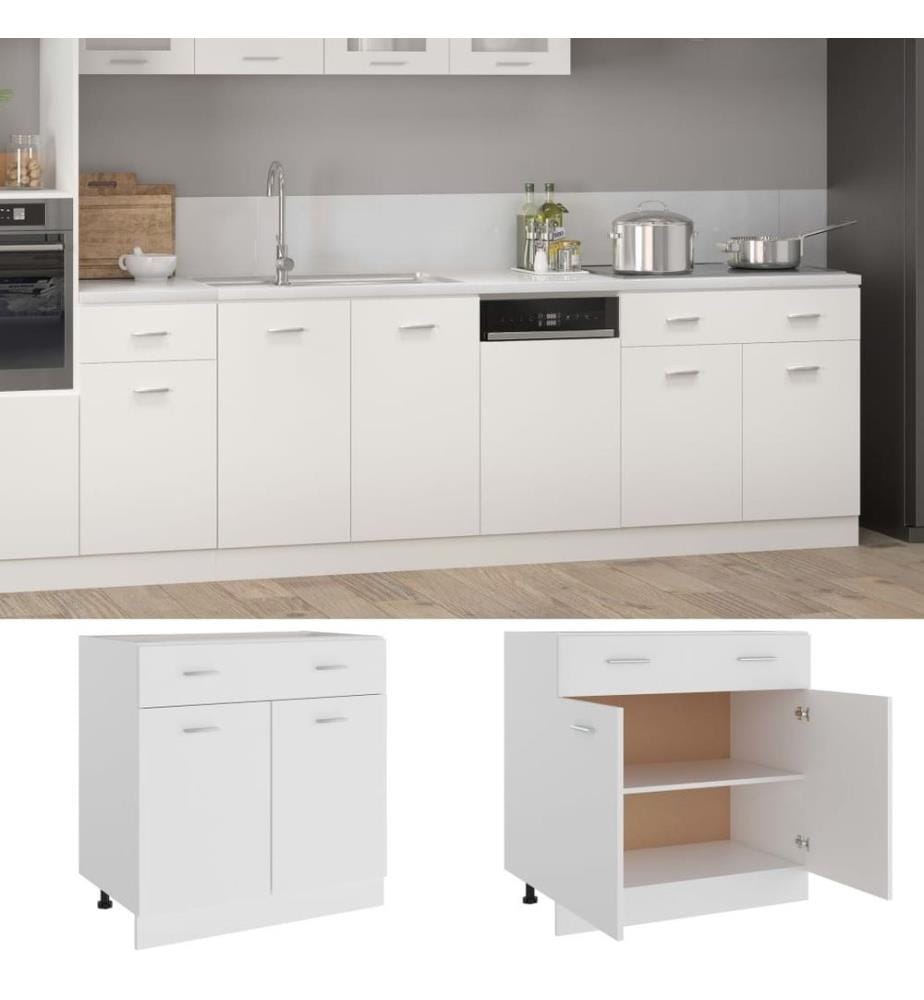 Schubunterschrank Weiss 80x46x81,5 cm Holzwerkstoff