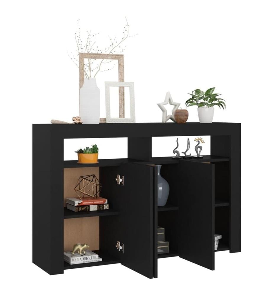 Buffet avec lumières LED noir 115,5x30x75 cm