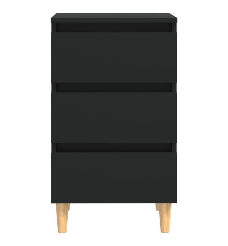 Nachttisch mit Massivholz-Beinen Schwarz 40x35x69 cm