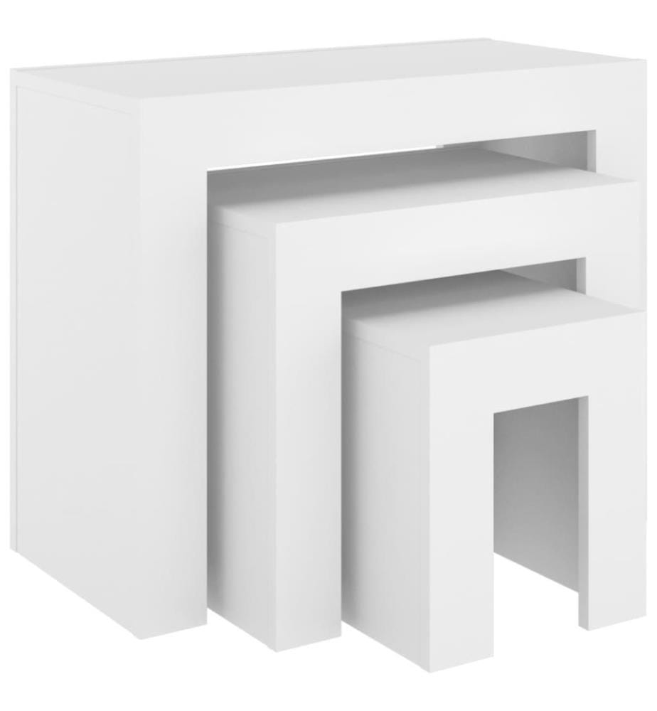 Tables basses gigognes 3 pcs Blanc Aggloméré