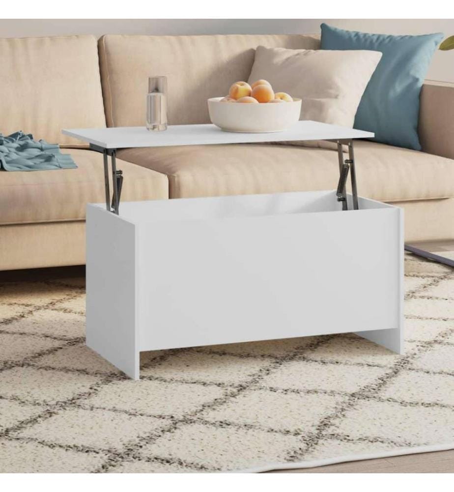 Table basse Blanc 102x55,5x52,5 cm Bois d'ingénierie