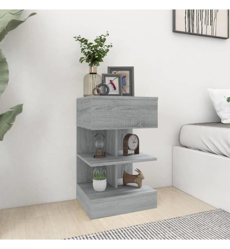 Nachttische 2 Stk. Grau Sonoma 40x35x65 cm Holzwerkstoff