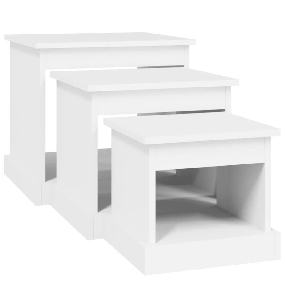 Satztische 3 Stk. Weiss Holzwerkstoff
