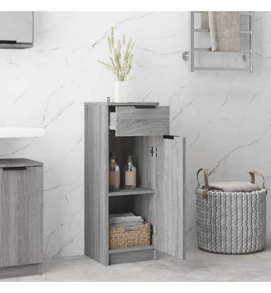 Badezimmerschrank Grau Sonoma 32x34x90 cm Holzwerkstoff