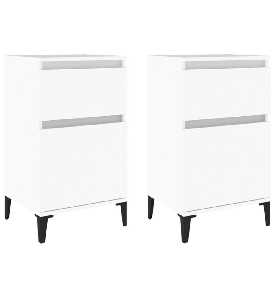 Tables de chevet 2 pcs blanc 40x35x70 cm