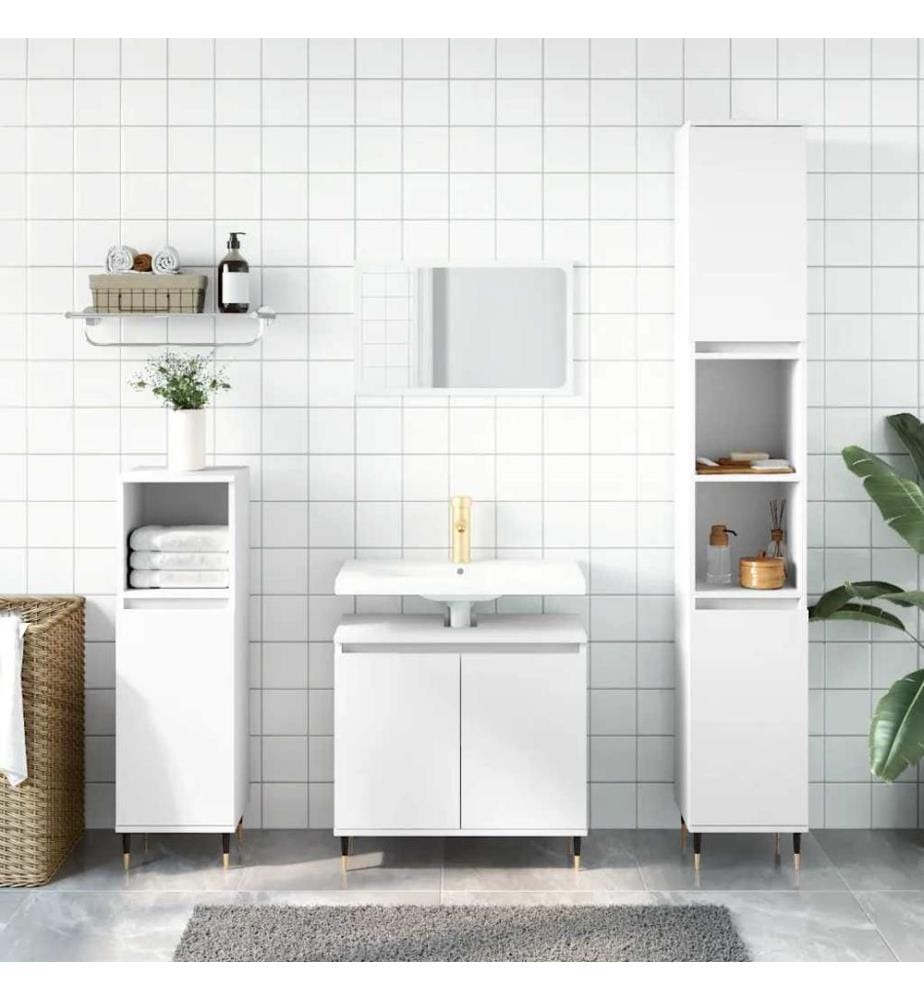Badezimmerschrank Weiss 58x33x60 cm Holzwerkstoff