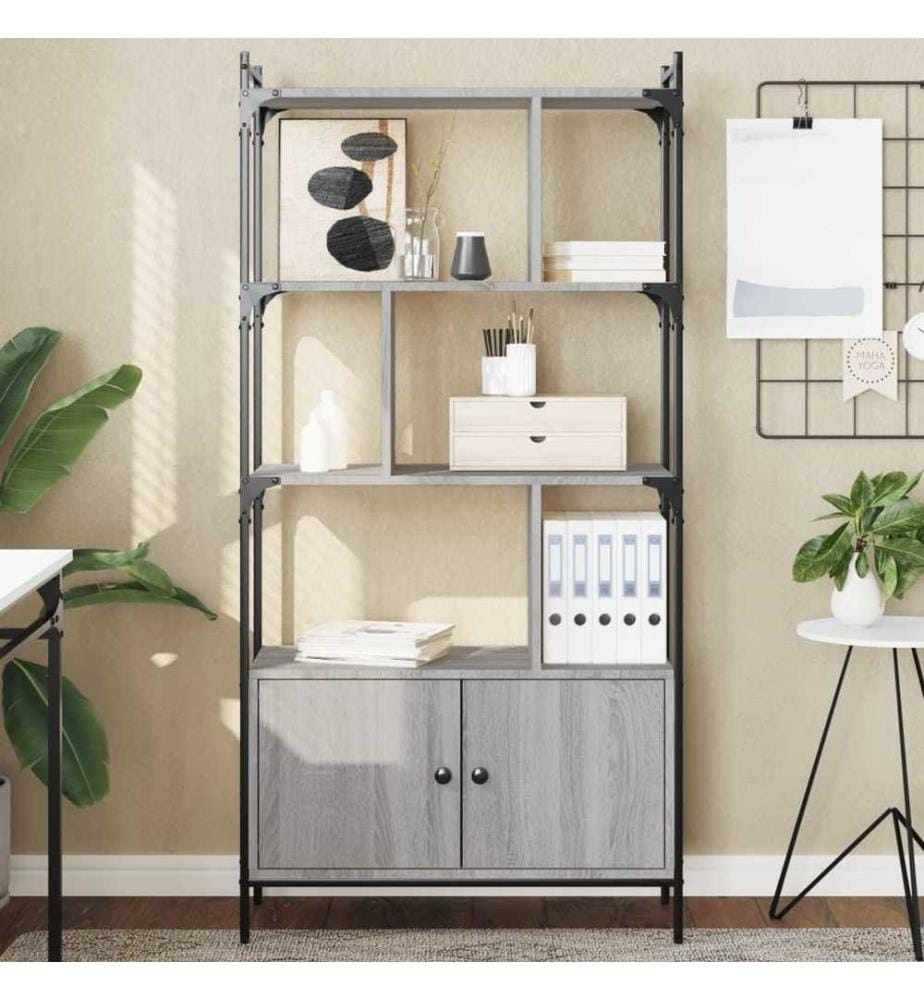 Bücherregal mit Türen Grau Sonoma 76,5x30x154,5cm Holzwerkstoff
