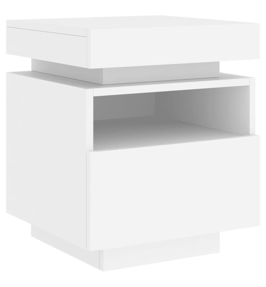 Nachttisch mit LED-Leuchten Weiss 40x39x48,5 cm