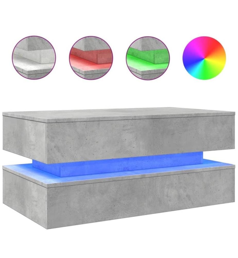 Couchtisch mit LED-Leuchten Betongrau 90x50x40 cm