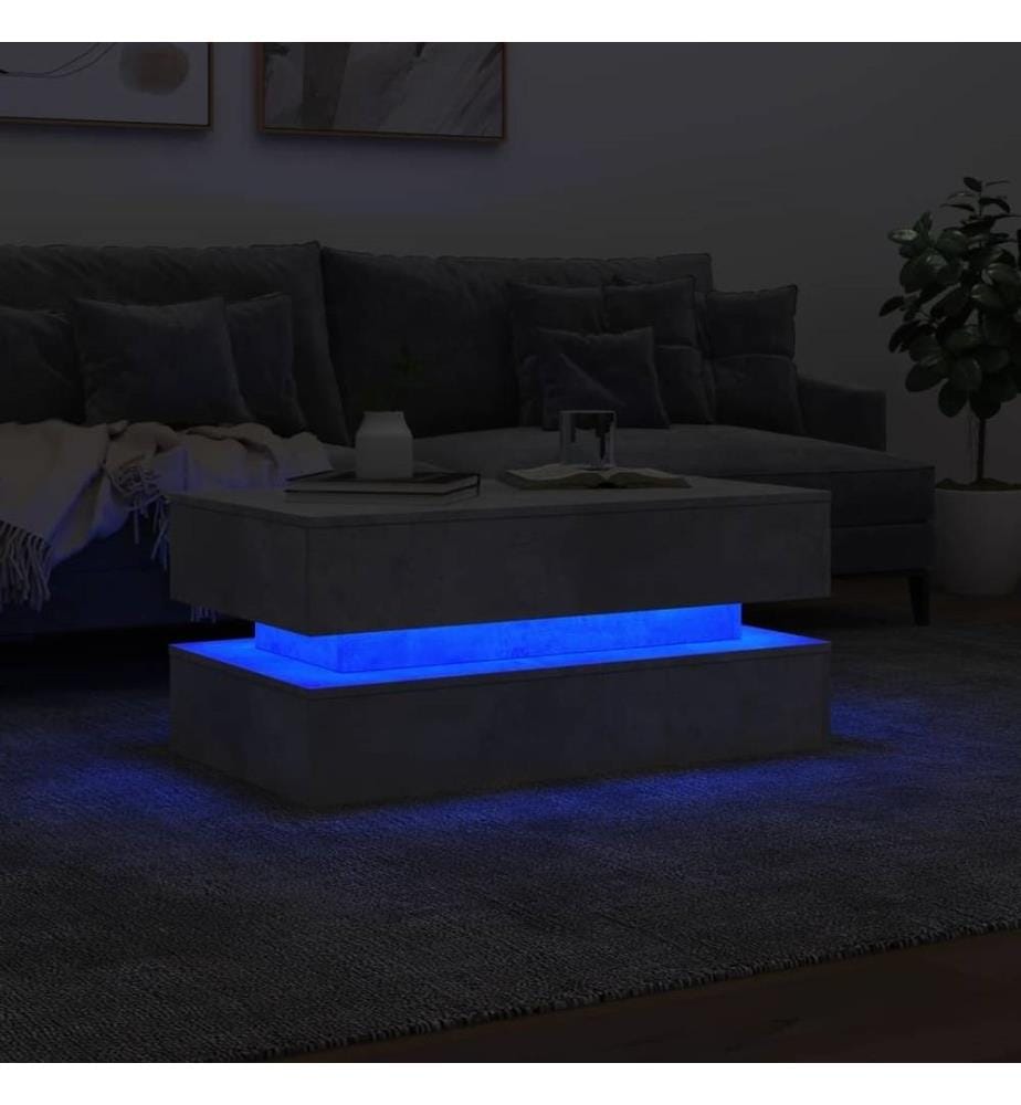 Couchtisch mit LED-Leuchten Betongrau 90x50x40 cm