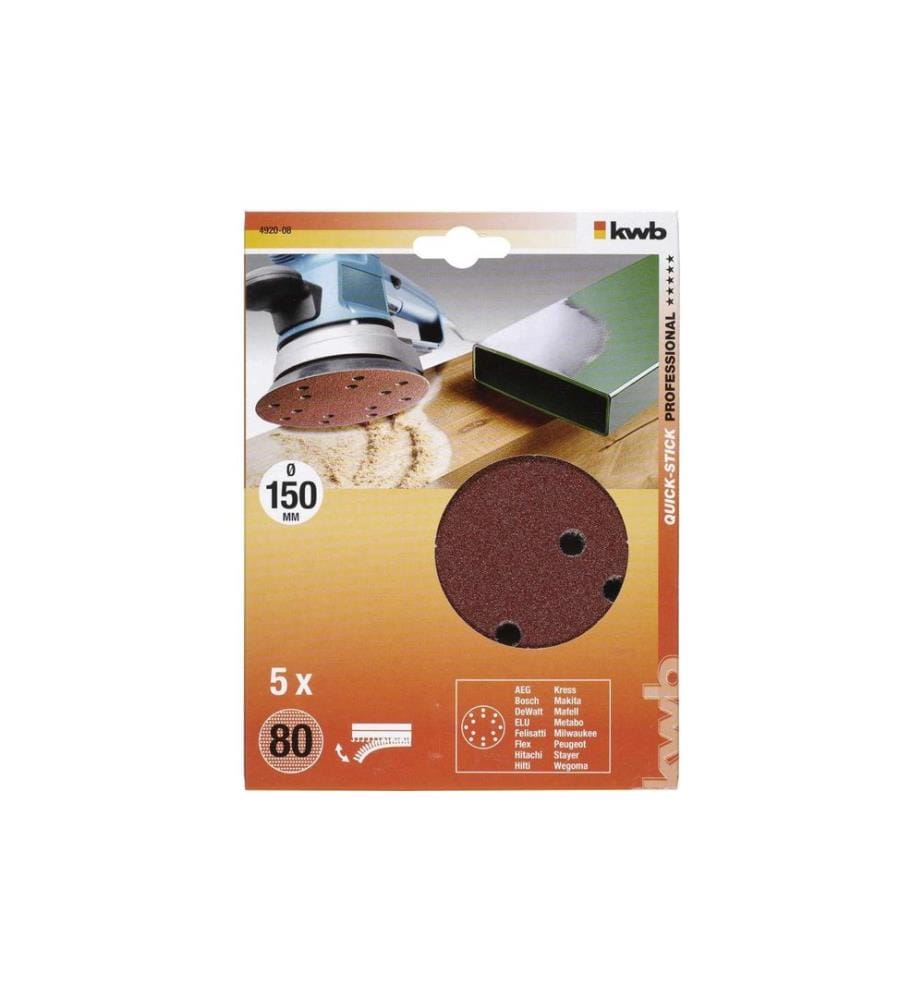 KWB - Schleifscheibe 150 mm K80 5 Stk.