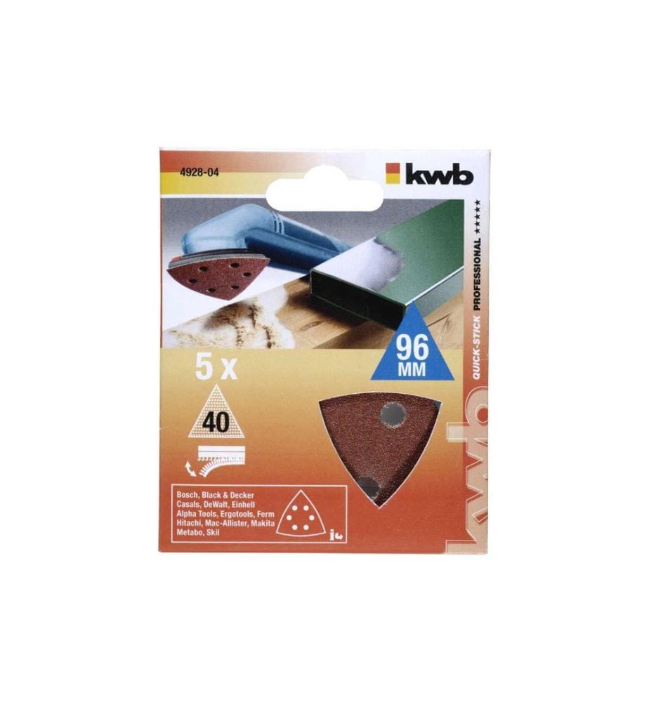KWB - Feuilles abrasives triangulaires avec bande auto-agrippante K40