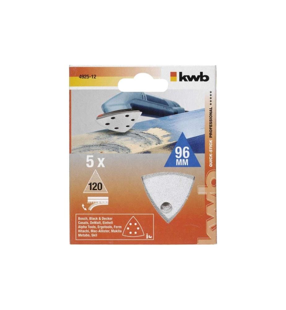 KWB - Feuilles abrasives triangulaires avec bande auto-agrippante K120