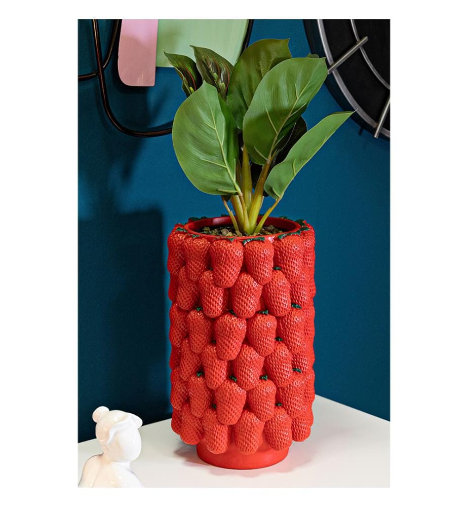 Vase Erdbeere Ø 20 x 32 cm - Rot