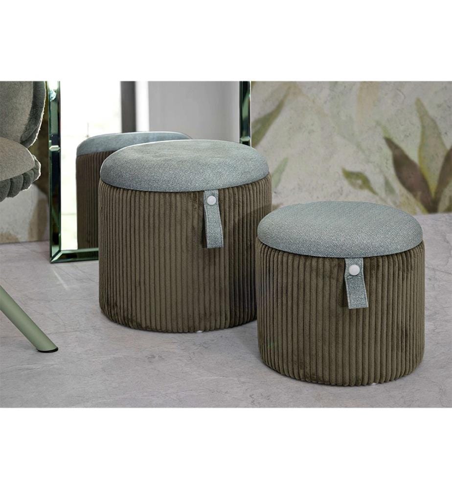 2er-Set Poufs Ø 38 x 38-32 x 28 cm - Grün